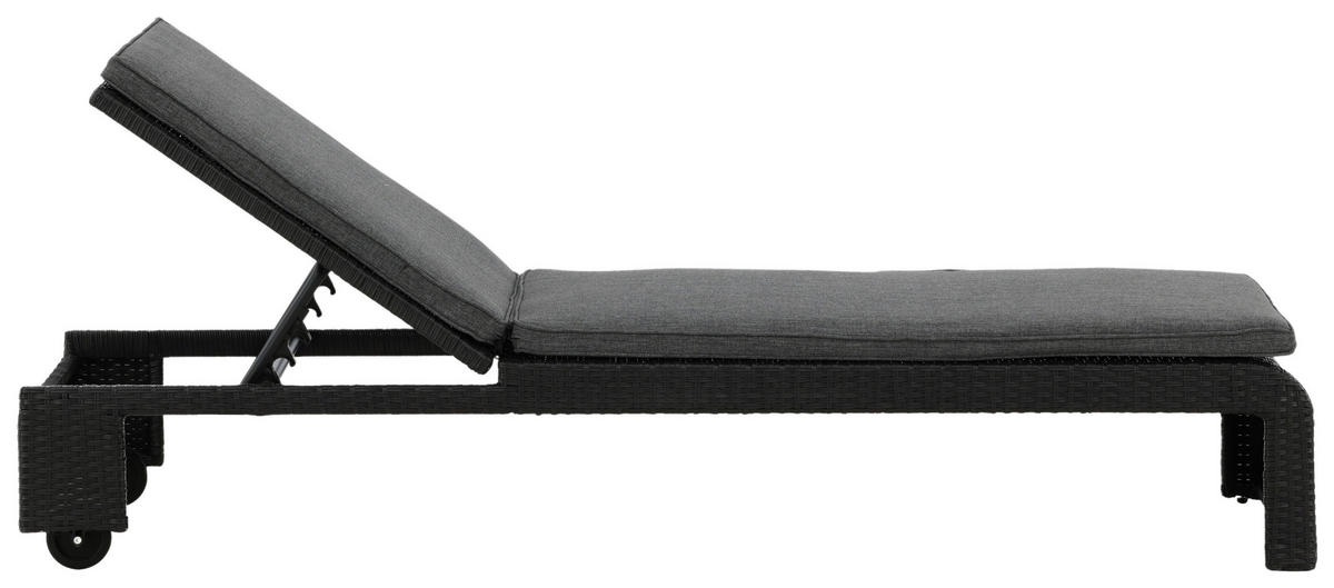 SONNENLIEGE 60/32/196 cm  - Schwarz, KONVENTIONELL, Kunststoff (60/32/196cm) - Gardenson