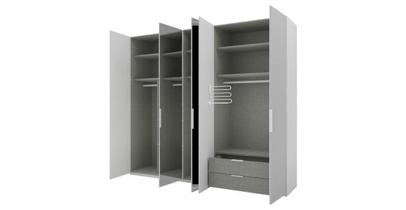 DREHTÜRENSCHRANK 250/223/62 cm 5-türig Grau - Alufarben/Grau, KONVENTIONELL, Glas/Holzwerkstoff (250/223/62cm) - Novel