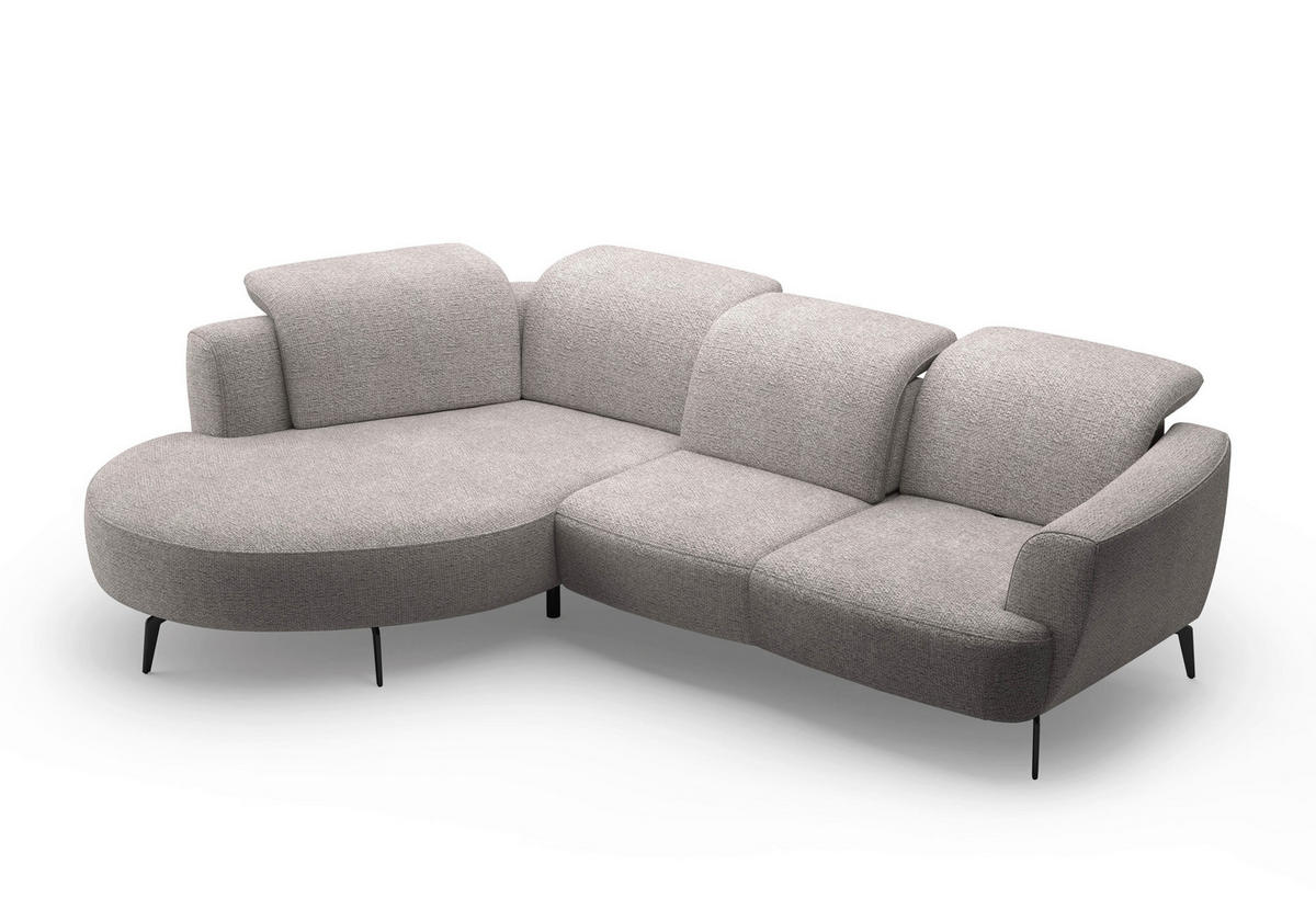 ECKSOFA in Chenille Silberfarben  199/309 cm  - Silberfarben/Schwarz, KONVENTIONELL, Textil/Metall (199/309cm) - Sit & More