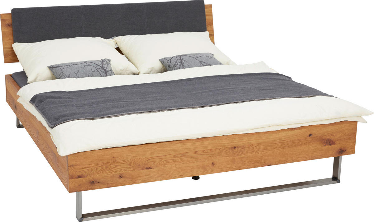 BETT 180/200 cm  in Eichefarben   - Dunkelgrau/Eichefarben, Natur, Holz/Metall (180/200cm) - Hasena