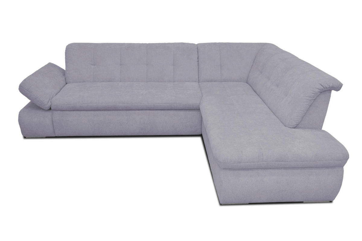 ECKSOFA Grau Mikrofaser  - Chromfarben/Grau, KONVENTIONELL, Textil/Metall (273/216cm) - MID.YOU