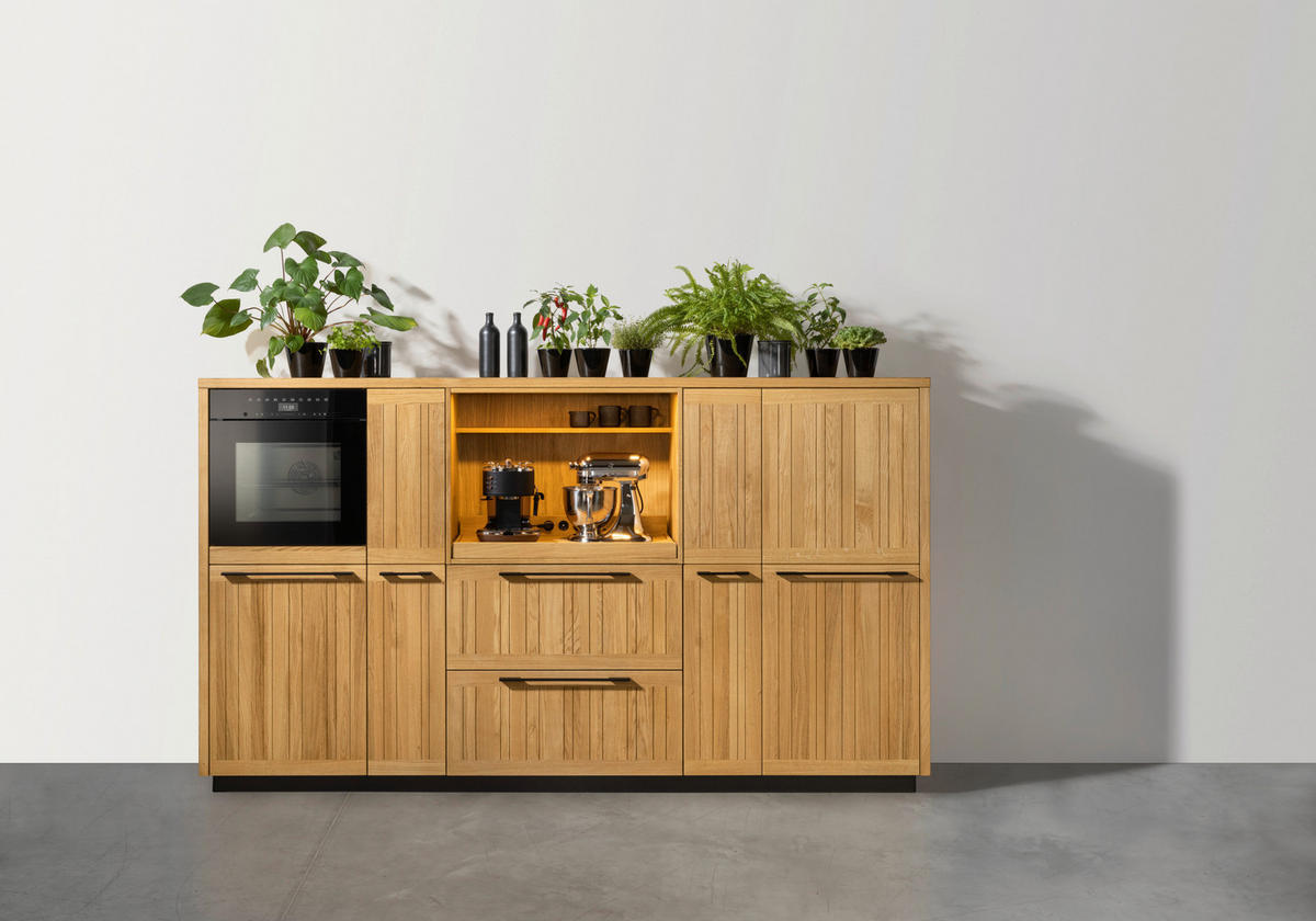 EINBAUKÜCHE   - Eichefarben, Design, Glas/Holz - TEAM 7