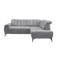 ECKSOFA Hellgrau Mikrofaser  - Hellgrau/Schwarz, MODERN, Textil/Metall (261/200cm) - Livetastic