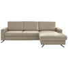 ECKSOFA in Echtleder Ecru  - Ecru/Schwarz, Design, Leder/Metall (267/165cm) - Lomoco