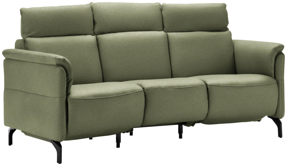 TRAPEZSOFA in Mikrofaser Hellgrün  - Schwarz/Hellgrün, Konventionell, Textil/Metall (221/103/95cm) - Dieter Knoll