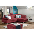 ECKSOFA in Flachgewebe Rot  - Silberfarben/Rot, KONVENTIONELL, Holz/Textil (255/186cm) - Cantus