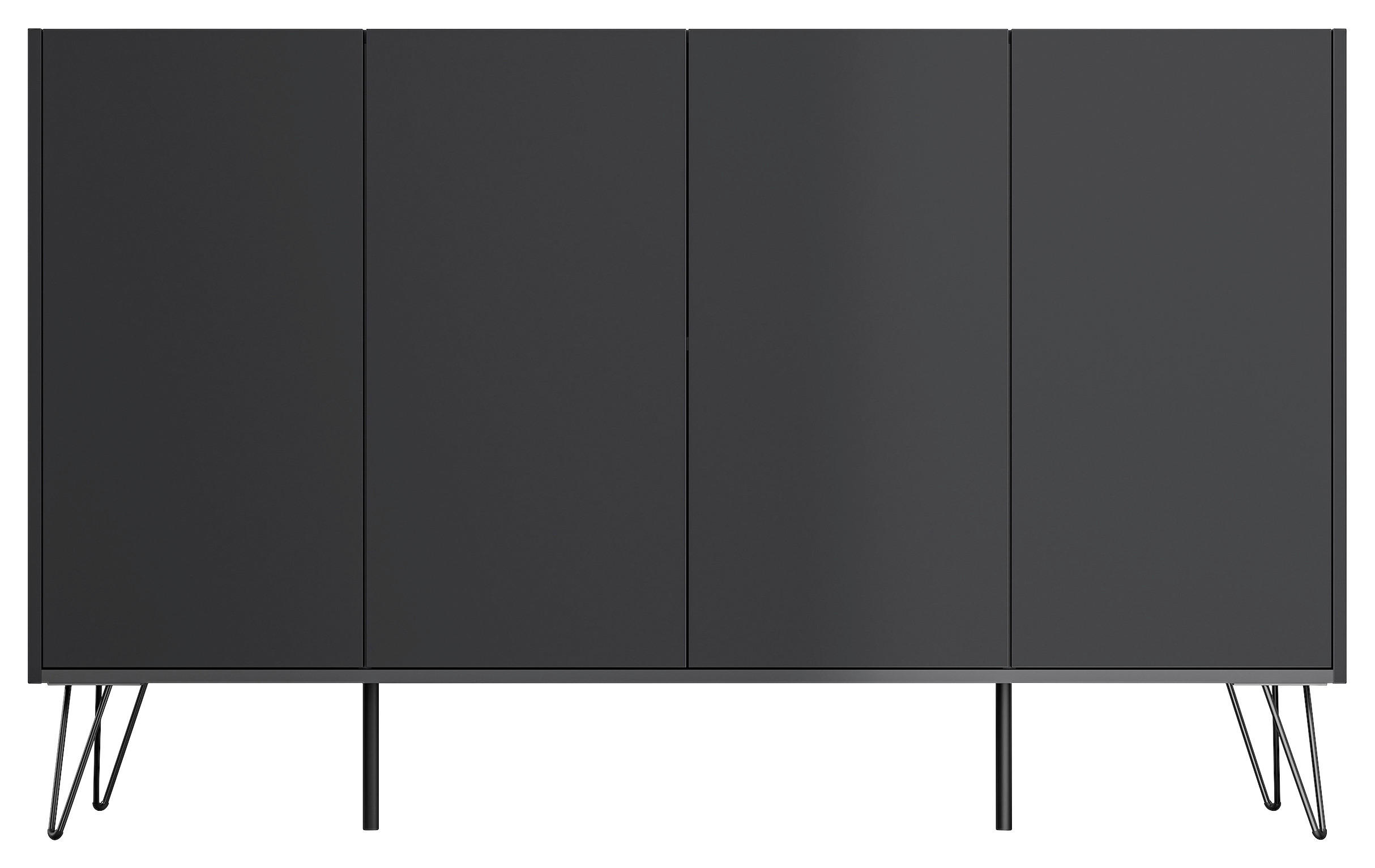 SIDEBOARD Posseik Industrial 155/93,6/42 cm  - Graphitfarben/Schwarz, Design, Holzwerkstoff/Metall (155/93,6/42cm) - P & B