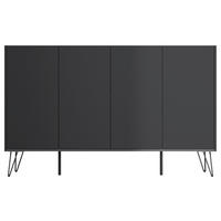 SIDEBOARD Posseik Industrial 155/93,6/42 cm  - Graphitfarben/Schwarz, Design, Holzwerkstoff/Metall (155/93,6/42cm) - P & B