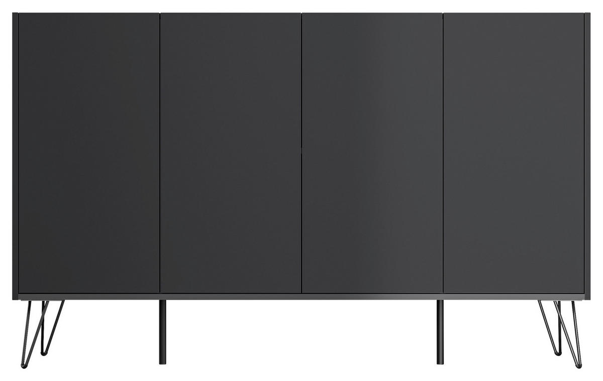 SIDEBOARD Posseik Industrial 155/93,6/42 cm  - Graphitfarben/Schwarz, Design, Holzwerkstoff/Metall (155/93,6/42cm) - P & B