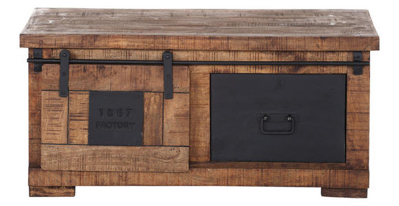 COUCHTISCH Mangoholz massiv 100/70/45 cm rechteckig Naturfarben, Schwarz  - Schwarz/Naturfarben, KONVENTIONELL, Holz/Holzwerkstoff (100/70/45cm) - Landscape