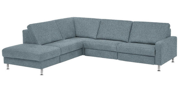 ECKSOFA in Mikrofaser Blau 242/275 cm - Blau/Alufarben, Design, Textil/Metall (242/275cm) - Dieter Knoll
