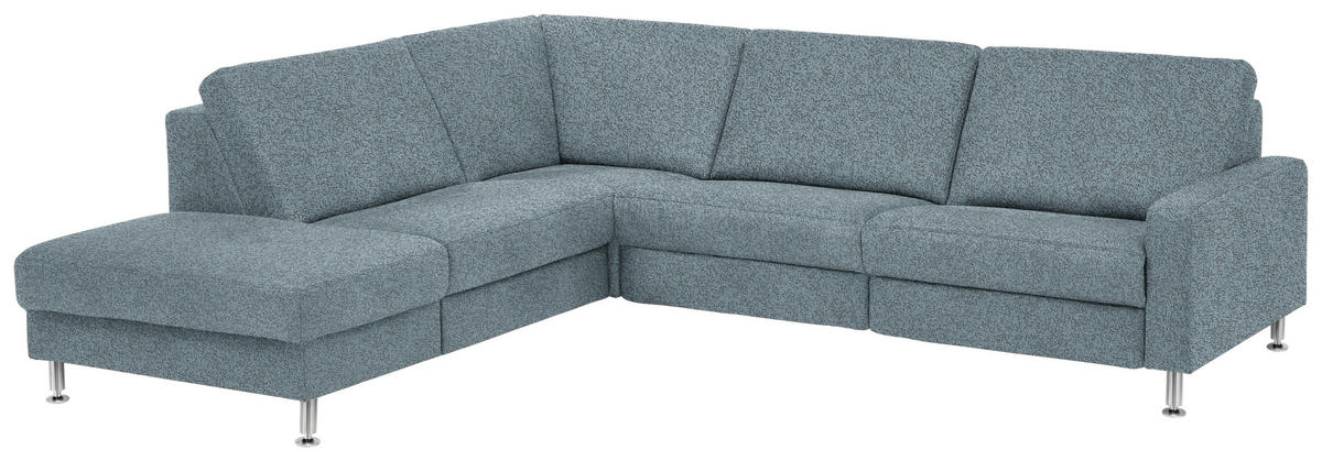 ECKSOFA in Mikrofaser Blau  - Blau/Alufarben, Design, Textil/Metall (242/275cm) - Dieter Knoll
