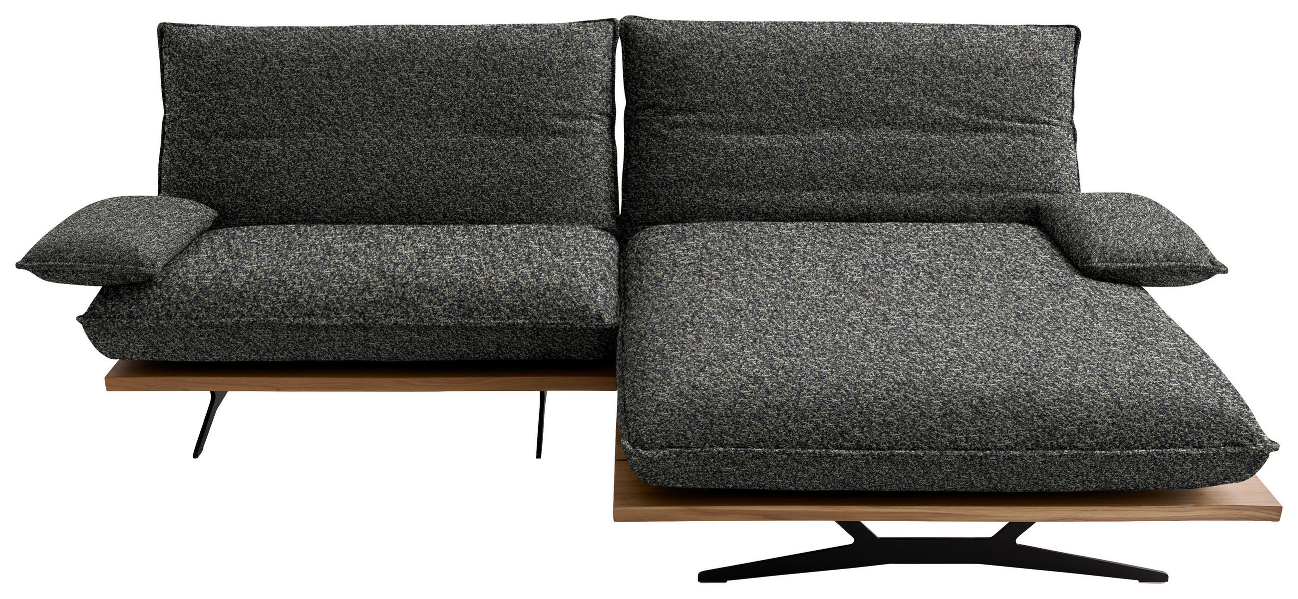 ECKSOFA Chenille, Flachgewebe Wildeiche, Blaugrau  - Wildeiche/Blaugrau, Design, Holz/Textil (284/161cm) - Koinor
