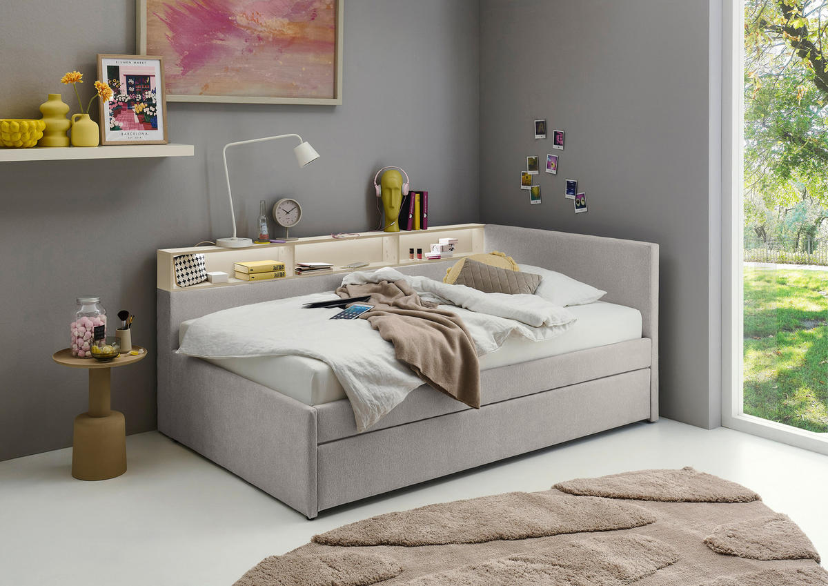 STAURAUMBETT 120/200 cm  in Grau, Sandfarben  - Sandfarben/Grau, MODERN, Holz/Holzwerkstoff (120/200cm) - Stylife