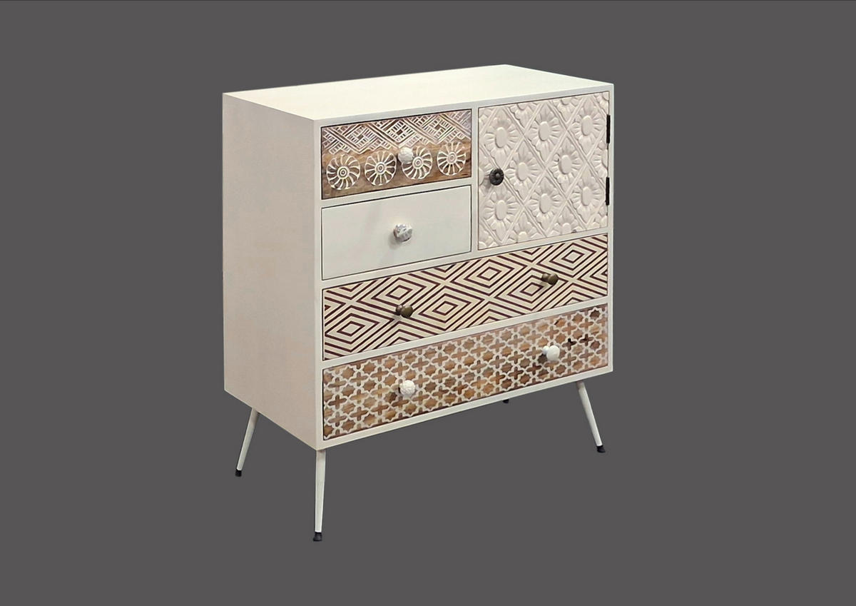 Comodă 80/90/35 cm  - alb/auriu, Lifestyle, metal/lemn (80/90/35cm) - Landscape