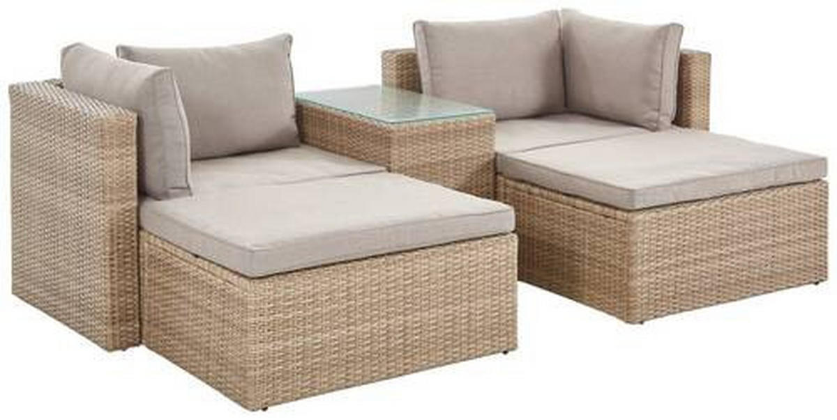LOUNGEGARNITUR  - Braun/Grau, MODERN, Glas/Kunststoff - Ambia Garden