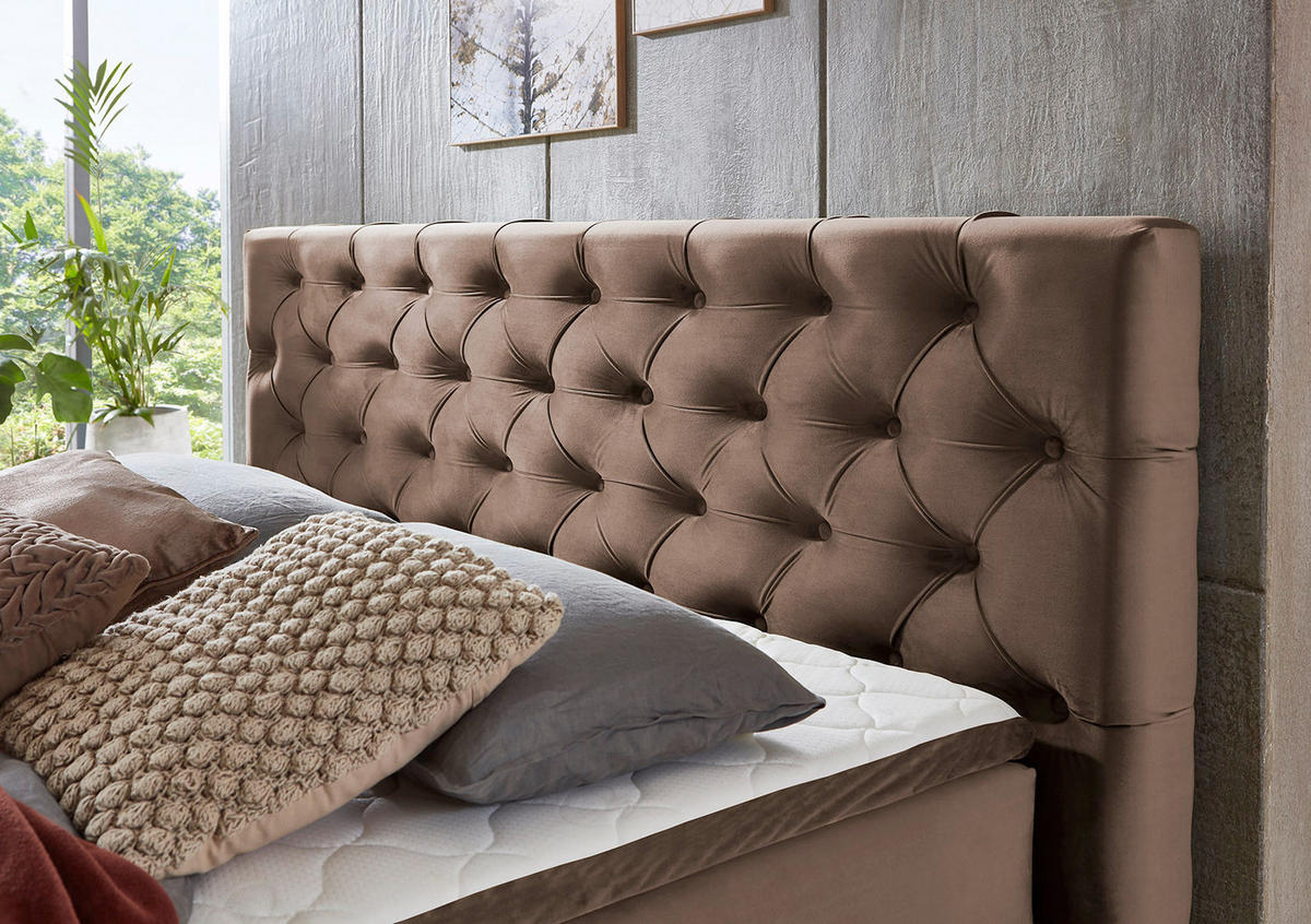 BOXSPRING KREVET     - bež/crna, Moderno, tekstil/plastika (160/120/200cm)