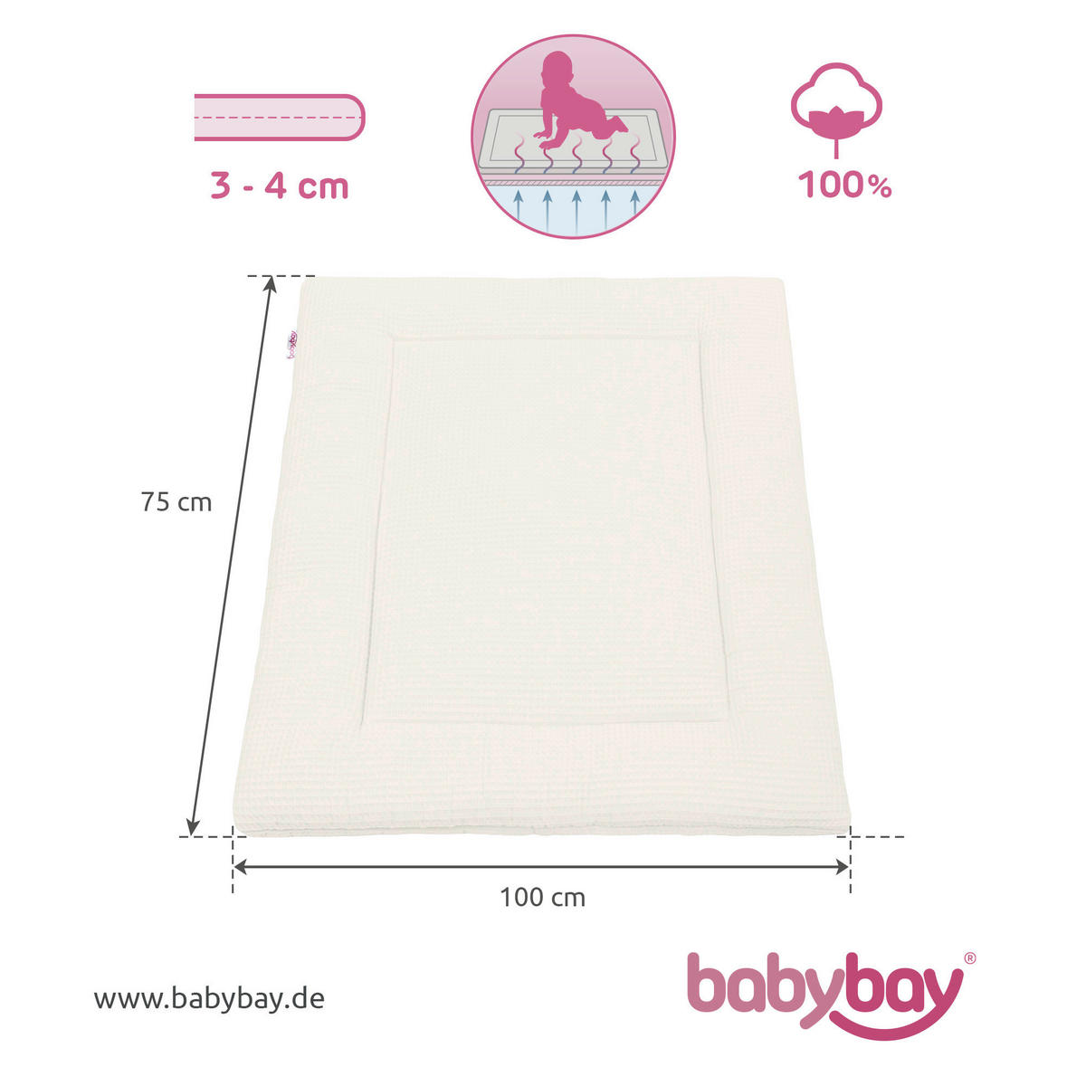 KRABBELDECKE 100/75 cm  - Creme, Basics, Textil (100/75cm) - Babybay