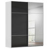 SCHWEBETÜRENSCHRANK 181/223/68 cm 2-türig Grau, Schwarz  - Alufarben/Schwarz, KONVENTIONELL, Glas/Holzwerkstoff (181/223/68cm) - Novel