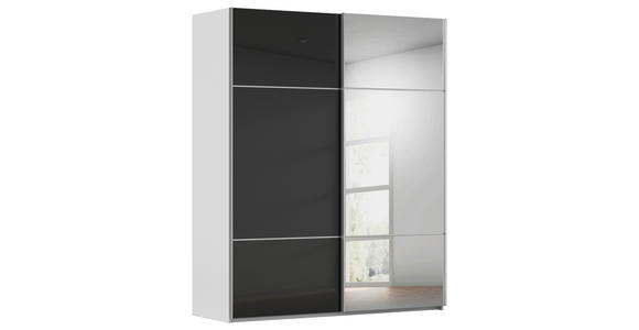 SCHWEBETÜRENSCHRANK 201/223/68 cm 2-türig Grau, Schwarz - Schwarz/Alufarben, KONVENTIONELL, Glas/Holzwerkstoff (201/223/68cm) - Novel