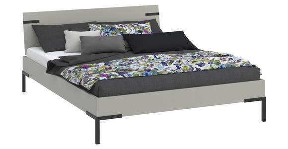 BETT 160/200 cm  in Hellgrau  - Hellgrau/Schwarz, Design, Holzwerkstoff/Metall (160/200cm) - Xora