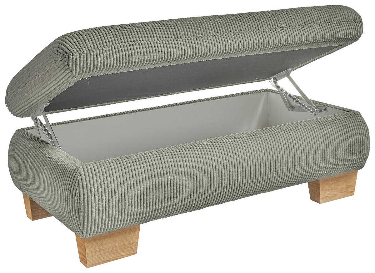 HOCKER Cord Olivgrün  - Eiche Bianco/Olivgrün, KONVENTIONELL, Holz/Textil (129/49/64cm) - SetOne by Musterring