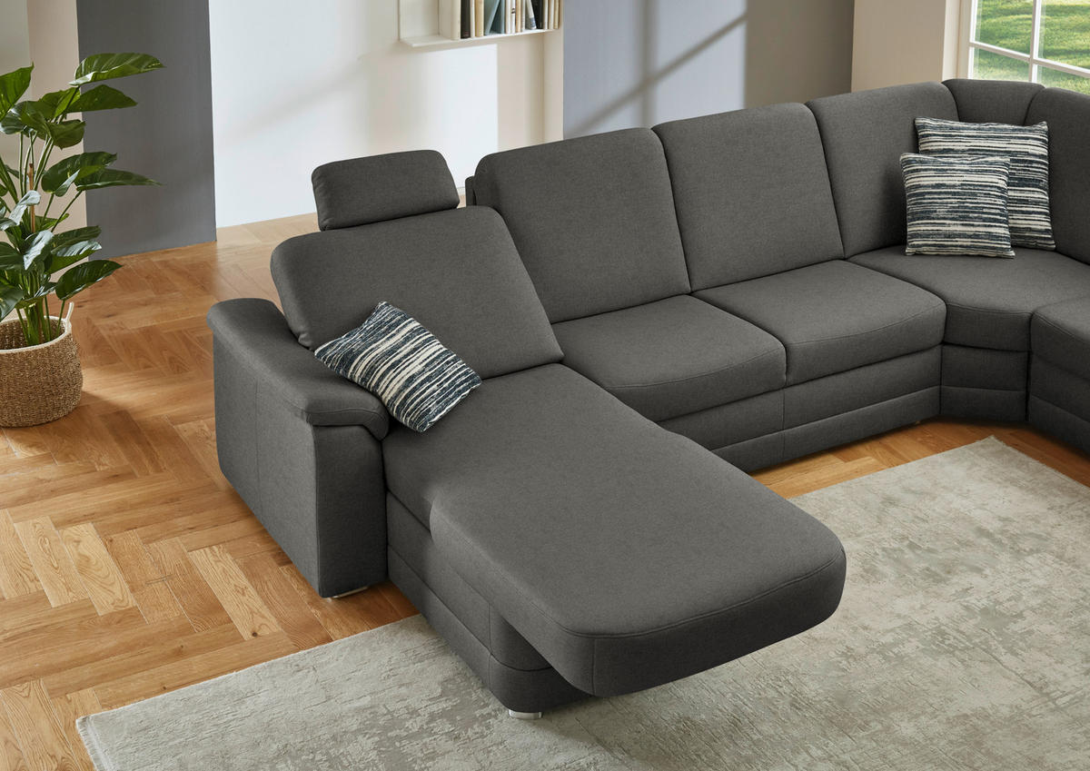 WOHNLANDSCHAFT  in Chenille Grau  - Alufarben/Grau, KONVENTIONELL, Holz/Textil (160/329/235cm) - Beldomo Comfort