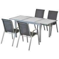 GARTENSET 5-teilig  - Anthrazit/Silberfarben, MODERN, Textil/Metall - Gardenson