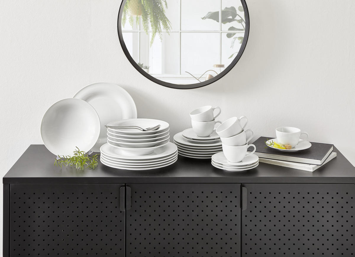 KAFFEESERVICE Weiß Beat 18-teilig  - Weiß, Basics, Keramik (43/24/18,1cm) - Seltmann Weiden