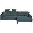 ECKSOFA Blau Cord  - Blau/Schwarz, KONVENTIONELL, Textil/Metall (276/173cm) - Carryhome