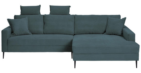 ECKSOFA Blau Cord - Blau/Schwarz, KONVENTIONELL, Textil/Metall (276/173cm) - Carryhome