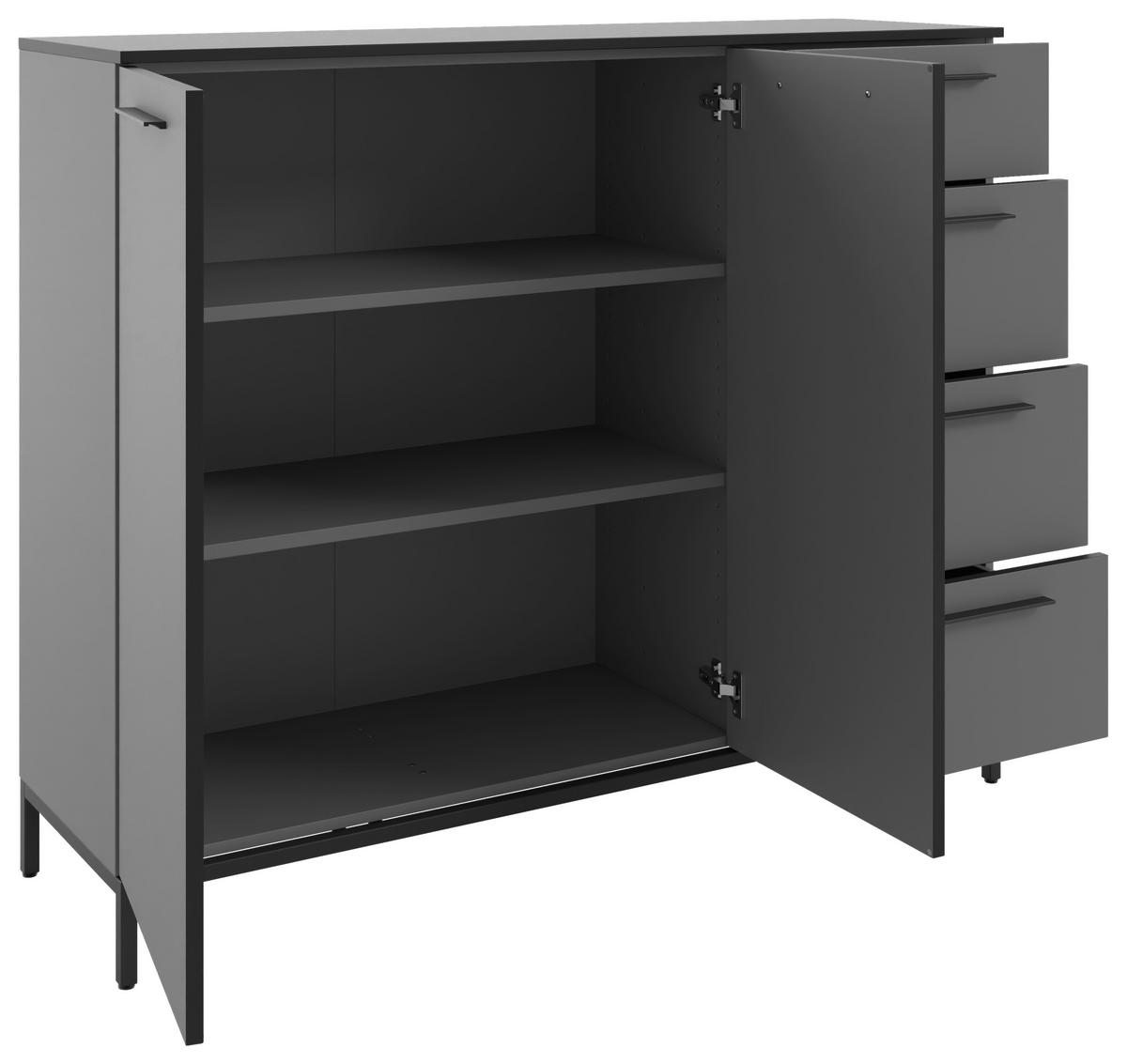 SIDEBOARD Soul  in 135/111/40 cm  - Dunkelgrau/Schwarz, MODERN, Holzwerkstoff/Metall (135/111/40cm)