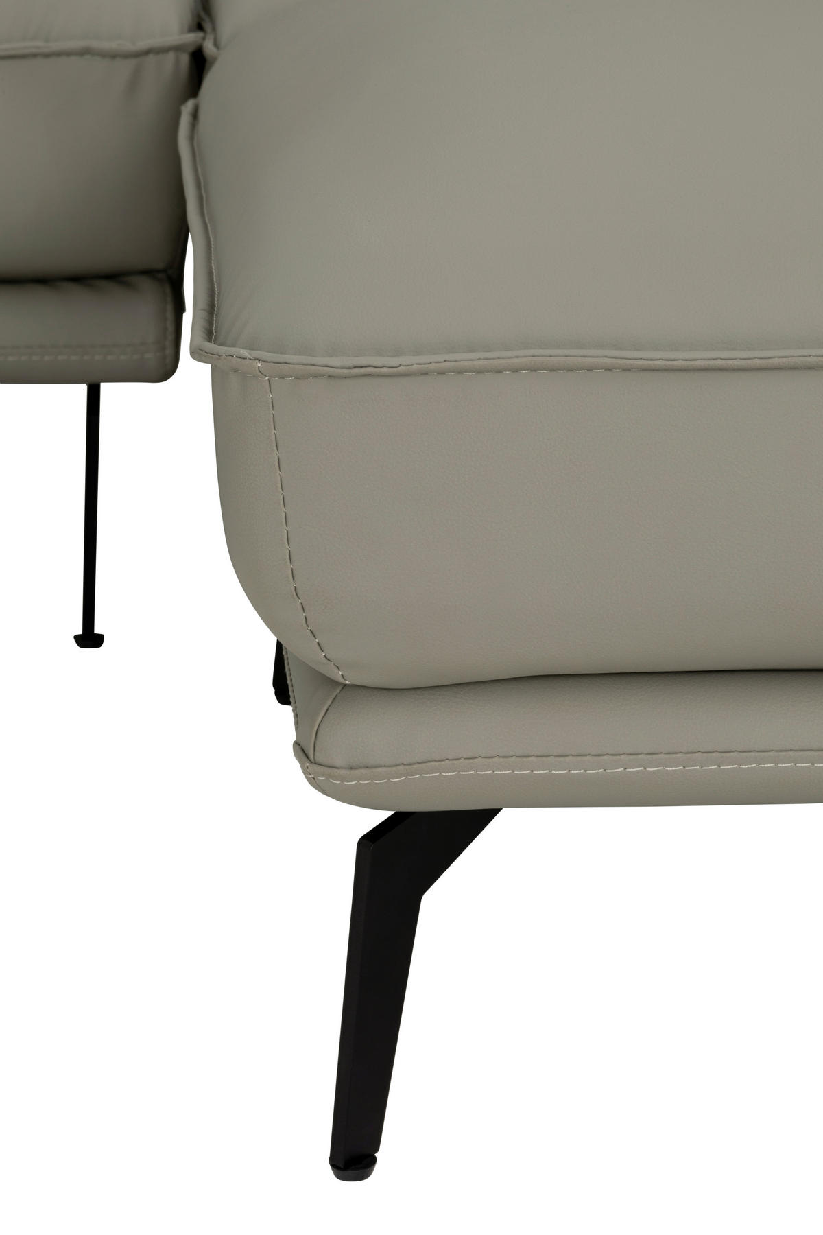 3-SITZER-SOFA inkl. Hocker Lederlook Taupe  - Taupe/Schwarz, Design, Textil/Metall (289/84/92cm) - MID.YOU