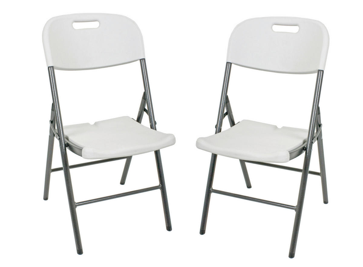 GARTENKLAPPSTUHL Stahl Anthrazit, Weiß  - Anthrazit/Weiß, Basics, Kunststoff/Metall (46/87/54cm) - Gardenson