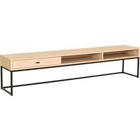 TV-MÖBEL i delar i massivt trä, faner ek ekfärgad, vit, svart  - vit/svart, Design, metall/trä (180/40/35cm) - Best Price