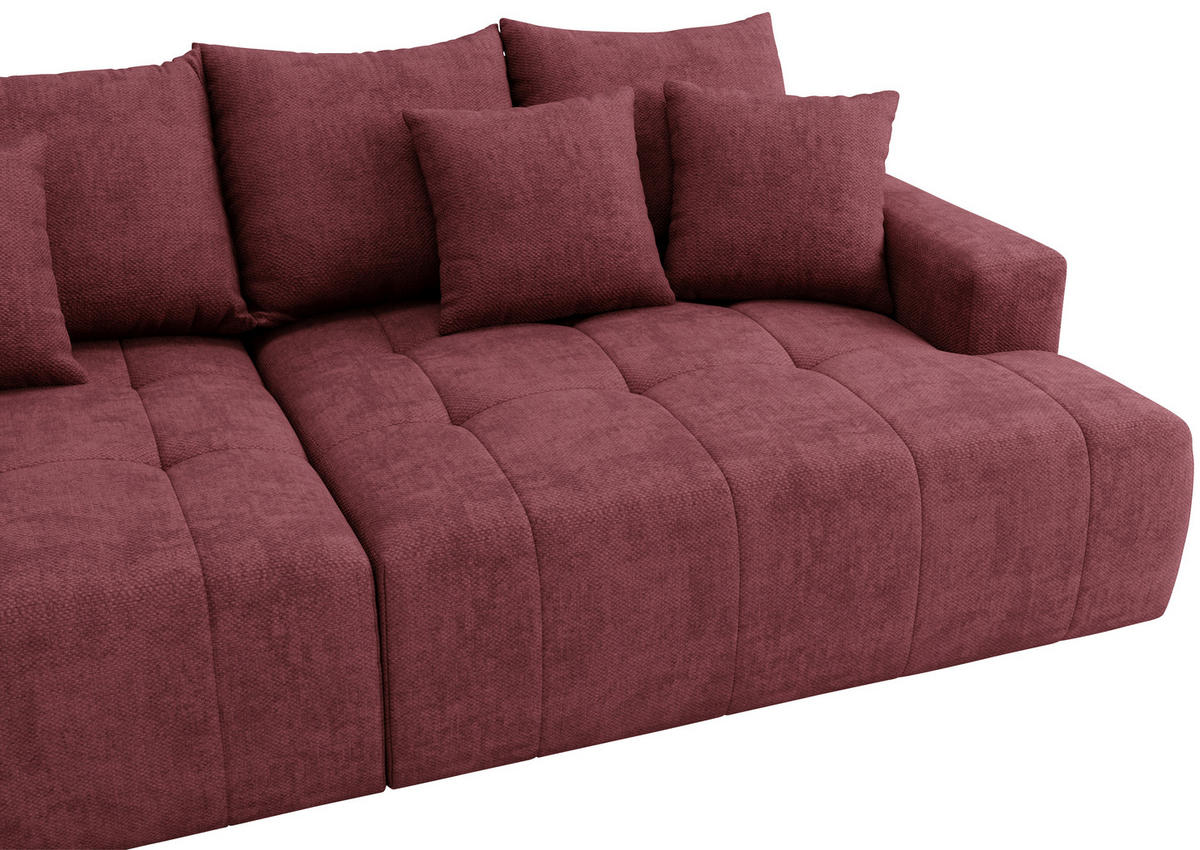 BIGSOFA ADELE in Chenille Bordeaux  - Bordeaux/Schwarz, Design, Kunststoff/Textil (270/85/136cm) - Livetastic