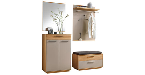 GARDEROBE 5-teilig in 170/195/40 cm - Taupe/Eichefarben, Design, Glas/Holz (170/195/40cm) - Novel