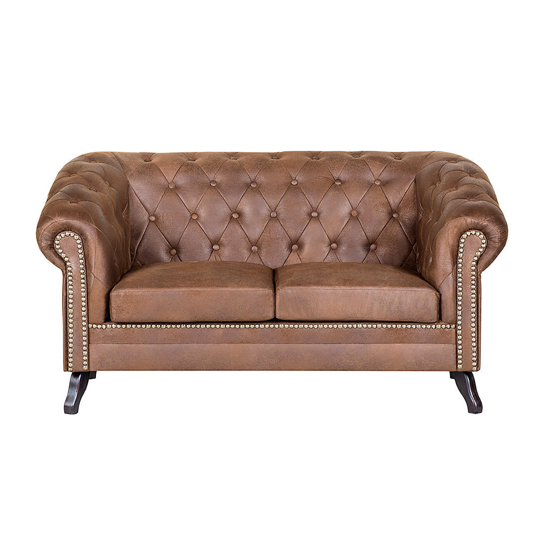 2-SITZER-SOFA GLASGOW Lederlook Braun  - Braun, Design, Holz/Textil (160/82/90cm) - P & B