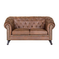 2-SITZER-SOFA GLASGOW Lederlook Braun  - Braun, Design, Holz/Textil (160/82/90cm) - P & B