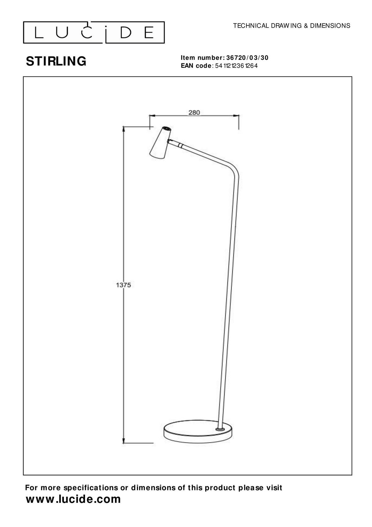 STEHLEUCHTE 28/20/137.5 cm    - KONVENTIONELL (28/20/137.5cm) - Lucide