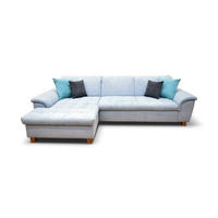 ECKSOFA Pastellblau Mikrofaser  - Pastellblau/Eichefarben, KONVENTIONELL, Holz/Textil (162/279cm) - MID.YOU