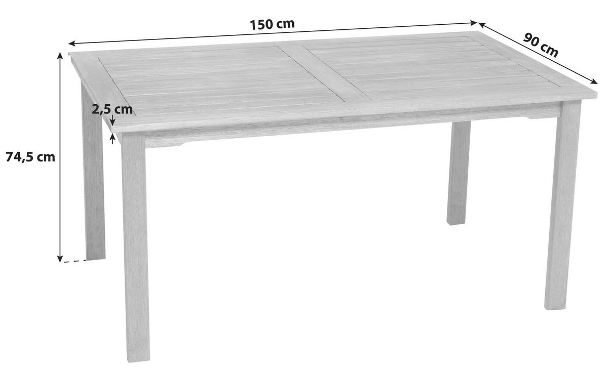 GARTENTISCH Holz Naturfarben rechteckig  - Naturfarben, Basics, Holz (150/90/74,5cm) - Gardenson