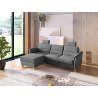 ECKSOFA in Flachgewebe Grau  163/244 cm  - Eichefarben/Grau, KONVENTIONELL, Holz/Textil (163/244cm) - Sit & More