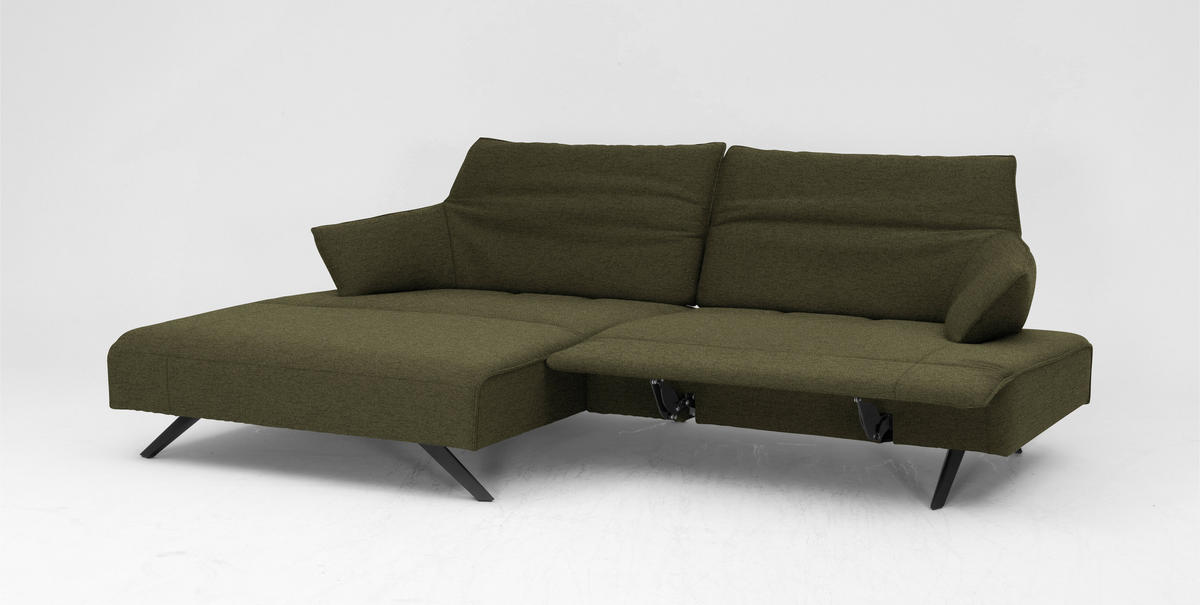 ECKSOFA in Struktur Olivgrün  - Anthrazit/Olivgrün, Design, Textil/Metall (165/276cm) - Himolla
