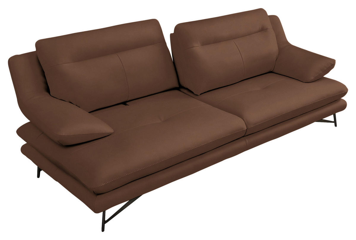 3-SITZER-SOFA in Leder Cognac  - Cognac, Design, Leder/Metall (215/90/109cm)