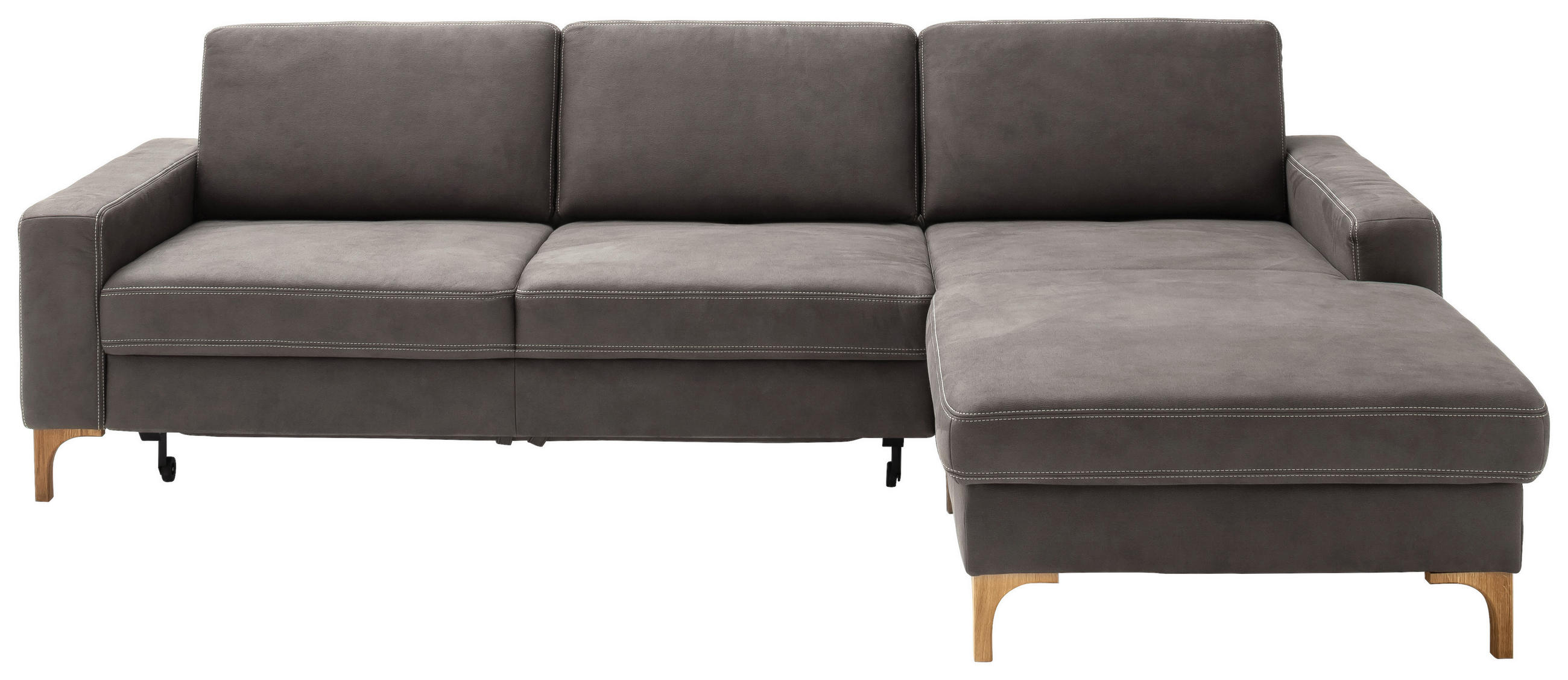 ECKSOFA Anthrazit Mikrofaser Rücken echt, Sitztiefenverstellung  - Anthrazit/Beige, Design, Textil (278/185cm) - Pure Home Lifestyle