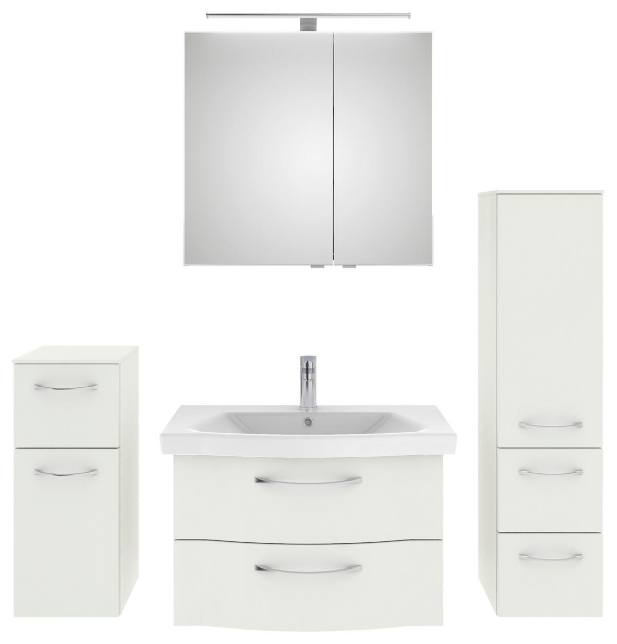 BADEZIMMER 5-teilig  in 142 cm  - Chromfarben/Weiß Hochglanz, KONVENTIONELL, Glas/Keramik (142cm) - Pelipal