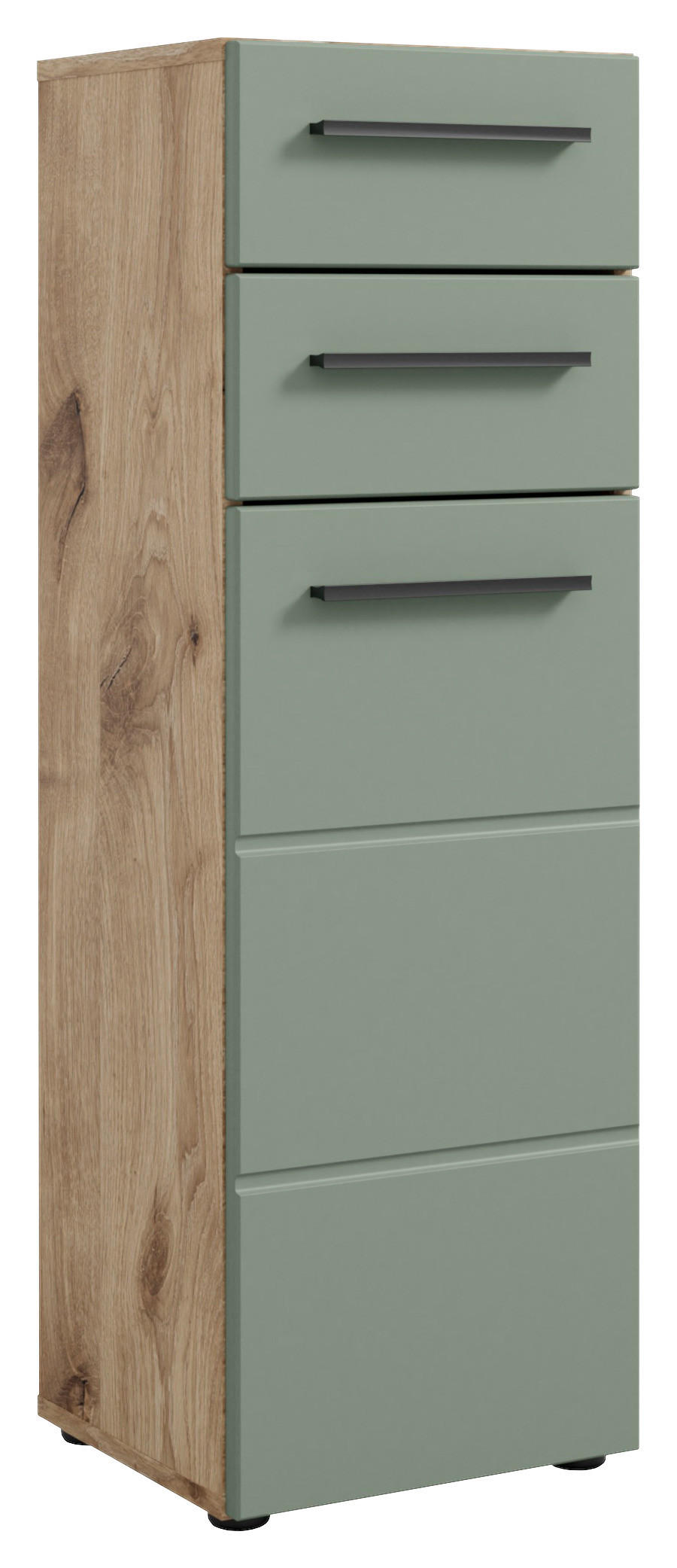 MIDISCHRANK 34/104/31 cm  - Schilfgrün/Eichefarben, Basics, Holzwerkstoff/Kunststoff (34/104/31cm) - MID.YOU