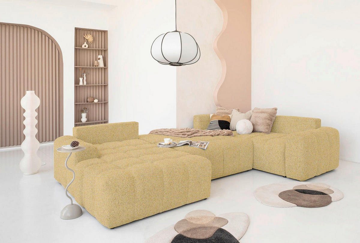 WOHNLANDSCHAFT in Gelb  - Gelb/Schwarz, Design, Kunststoff/Textil (184/333/213cm) - MID.YOU