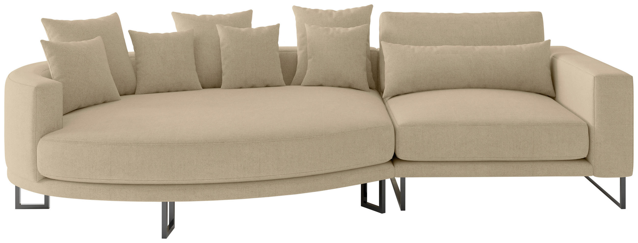 BIGSOFA Webstoff Beige  - Beige/Schwarz, Design, Textil/Metall (283/150cm) - Livetastic